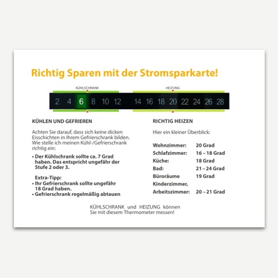 Stromsparkarte DIN A6 Auf Quadratischem Hintergrund
